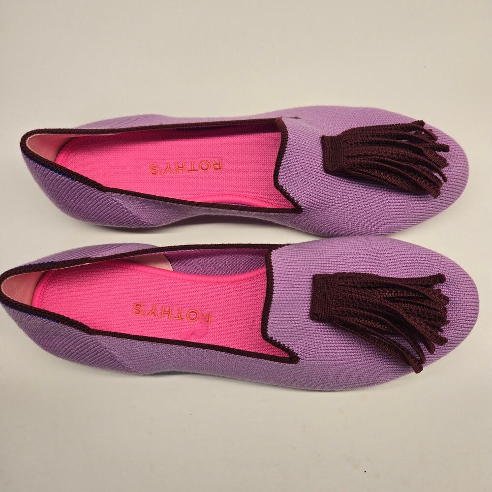 Rothy's Sz 8 Limited Edition The Merino Wool Tassel Slip On Loafer Flat Lavender - Picture 2 of 6